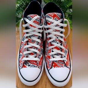 Unisex Chuck Taylor  All Star Logo Red High-Top Canvas Sneakers Mens 7.5 W 9.5
